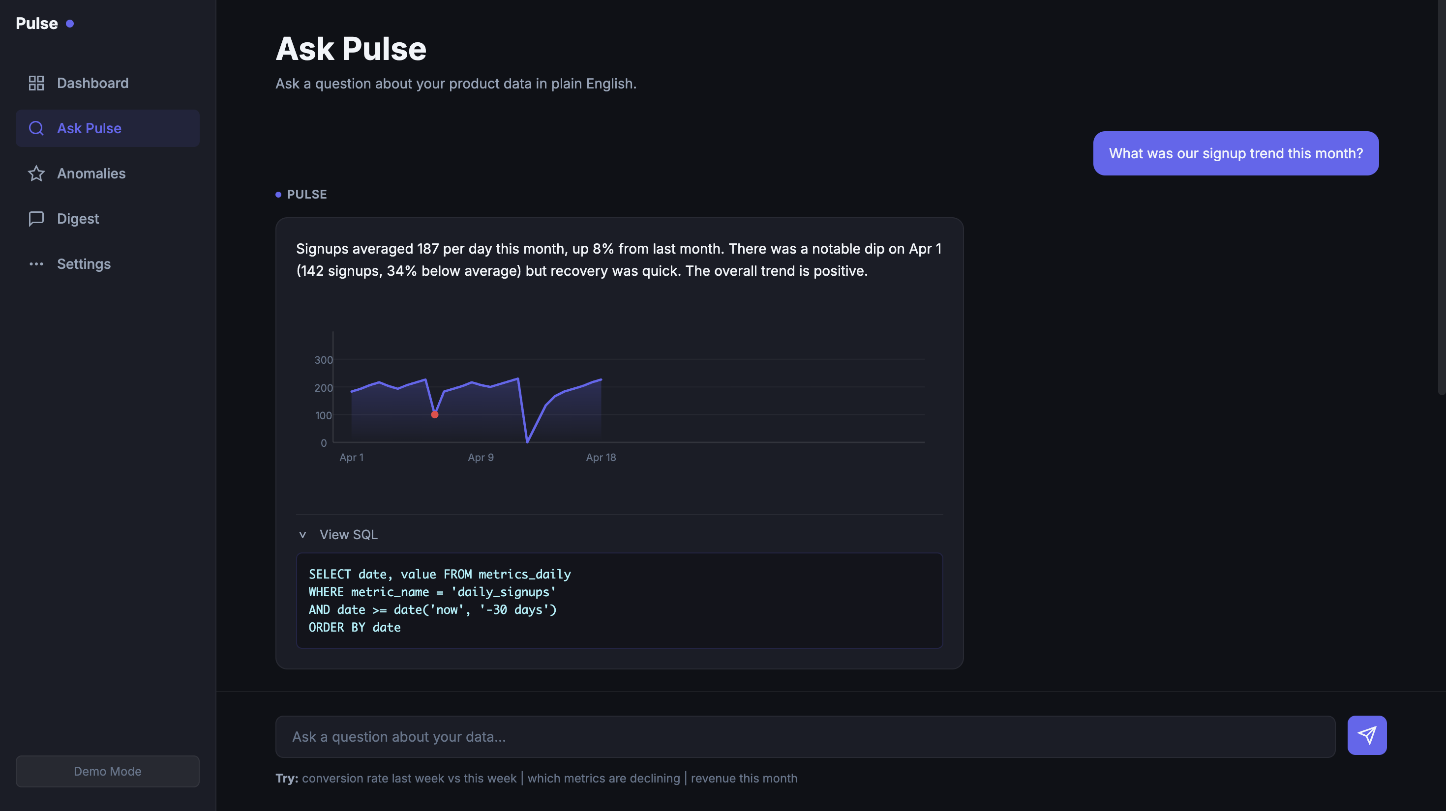 Pulse query interface